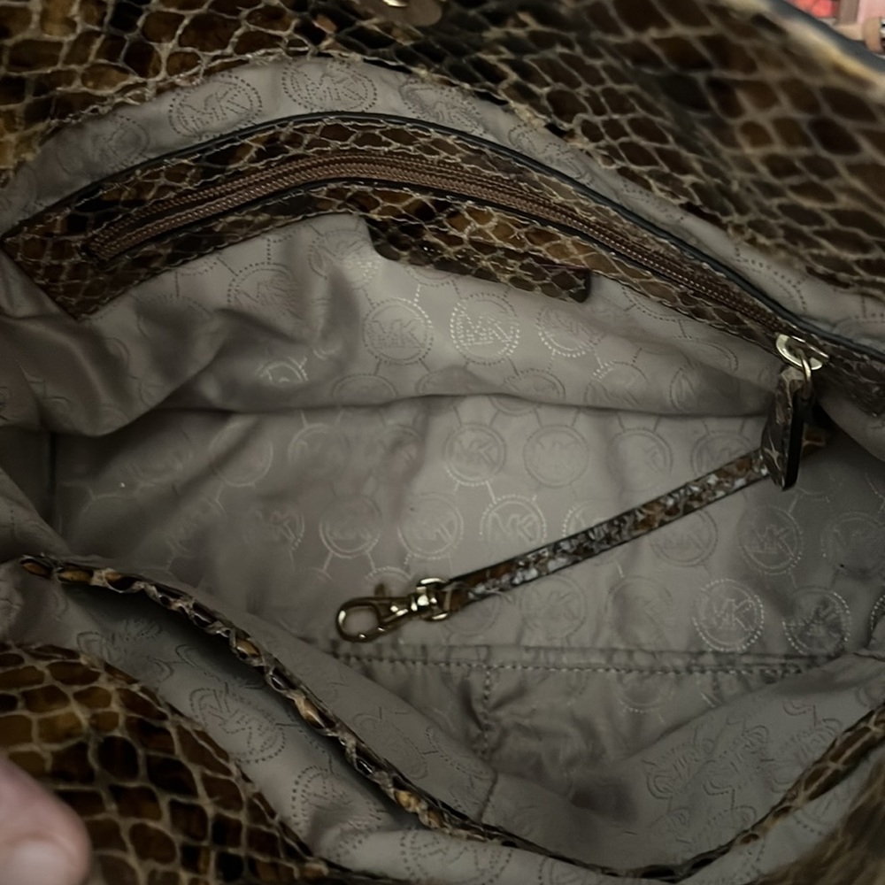 Michael Kors Brown Python Skin Leather Satchel - image 7